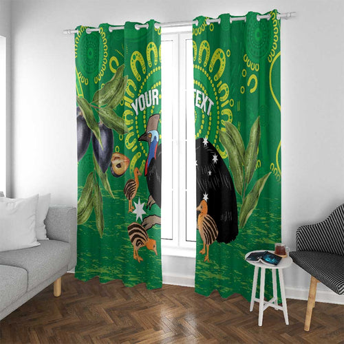 Personalised Australia Father's Day Window Curtain Cassowary Dad Cerbera Floribunda Aboriginal Art