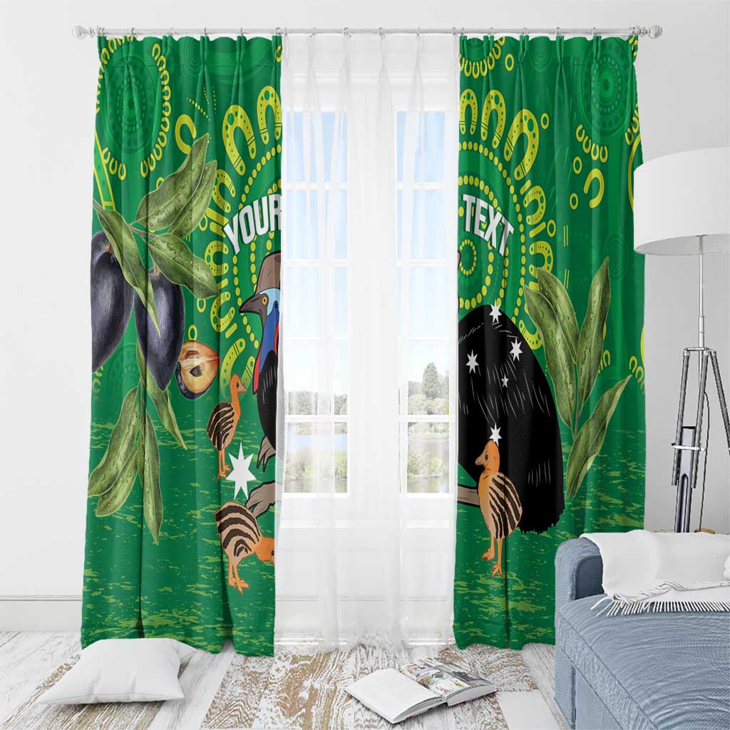Personalised Australia Father's Day Window Curtain Cassowary Dad Cerbera Floribunda Aboriginal Art
