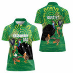 Personalised Australia Father's Day Women Polo Shirt Cassowary Dad Cerbera Floribunda Aboriginal Art
