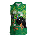 Personalised Australia Father's Day Women Sleeveless Polo Shirt Cassowary Dad Cerbera Floribunda Aboriginal Art