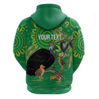 Personalised Australia Father's Day Zip Hoodie Cassowary Dad Cerbera Floribunda Aboriginal Art