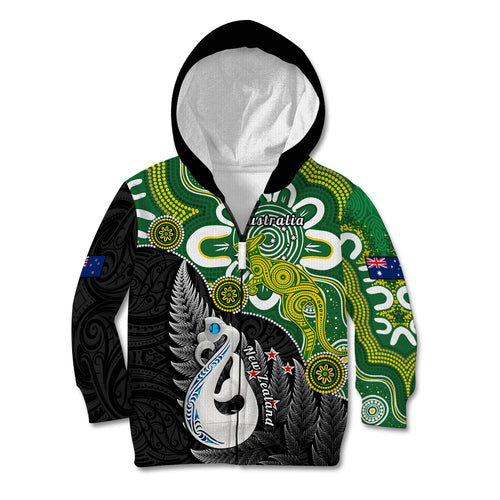 personalised-new-zealand-and-australia-kid-hoodie-aboriginal-mix-aotearoa-maori-unique-style