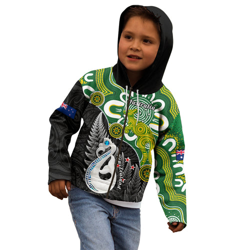 personalised-new-zealand-and-australia-kid-hoodie-aboriginal-mix-aotearoa-maori-unique-style