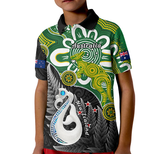 personalised-new-zealand-and-australia-kid-polo-shirt-aboriginal-mix-aotearoa-maori-unique-style