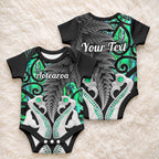 Personalised New Zealand Baby Onesie Te Manaia Mangopare Maori And Fern Green Style