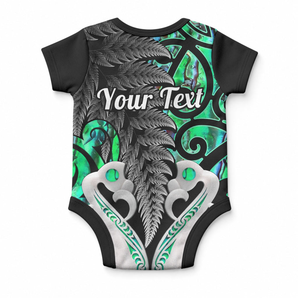 Personalised New Zealand Baby Onesie Te Manaia Mangopare Maori And Fern Green Style
