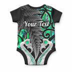 Personalised New Zealand Baby Onesie Te Manaia Mangopare Maori And Fern Green Style
