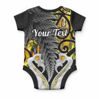 Personalised New Zealand Baby Onesie Te Manaia Mangopare Maori And Fern Gold Style