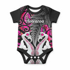 Personalised New Zealand Baby Onesie Te Manaia Mangopare Maori And Fern Pink Style