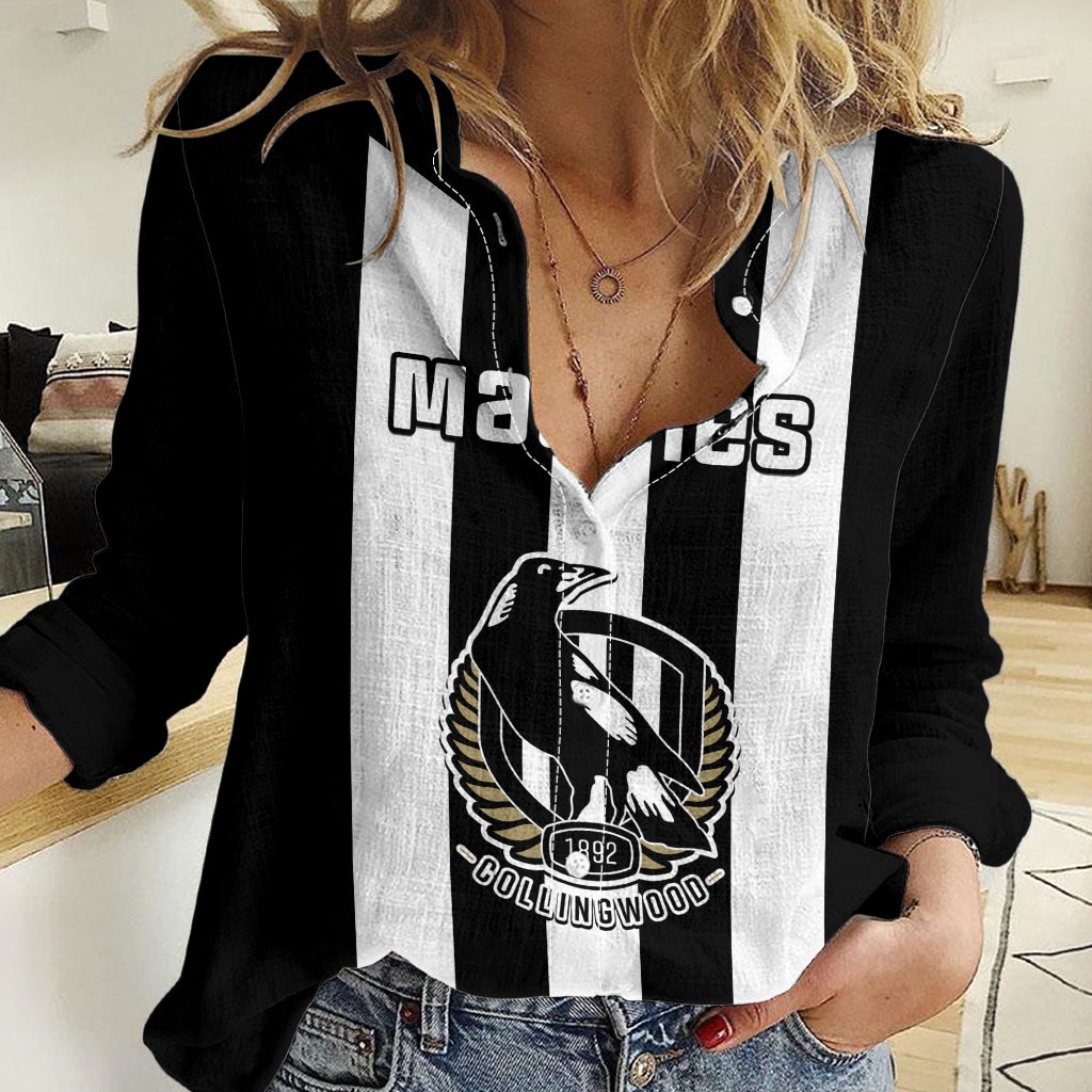Collingwood Football 2023 Women Casual Shirt Go Magpies Sporty Style LT14