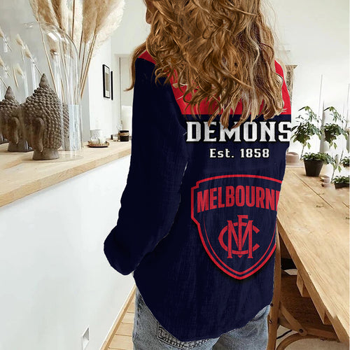 Melbourne Football 2023 Women Casual Shirt Go Demons Sporty Style LT14