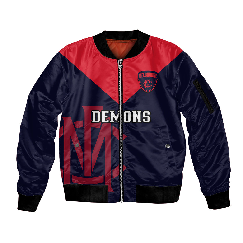 personalised-melbourne-football-2023-sleeve-zip-bomber-jacket-go-demons-sporty-style