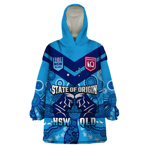 qld-maroons-and-nsw-blues-rugby-wearable-blanket-hoodie-state-of-origin-2023-indigenous-blue