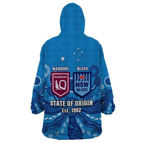qld-maroons-and-nsw-blues-rugby-wearable-blanket-hoodie-state-of-origin-2023-indigenous-blue