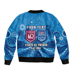 personalised-qld-maroons-and-nsw-blues-rugby-bomber-jacket-state-of-origin-2023-indigenous-blue