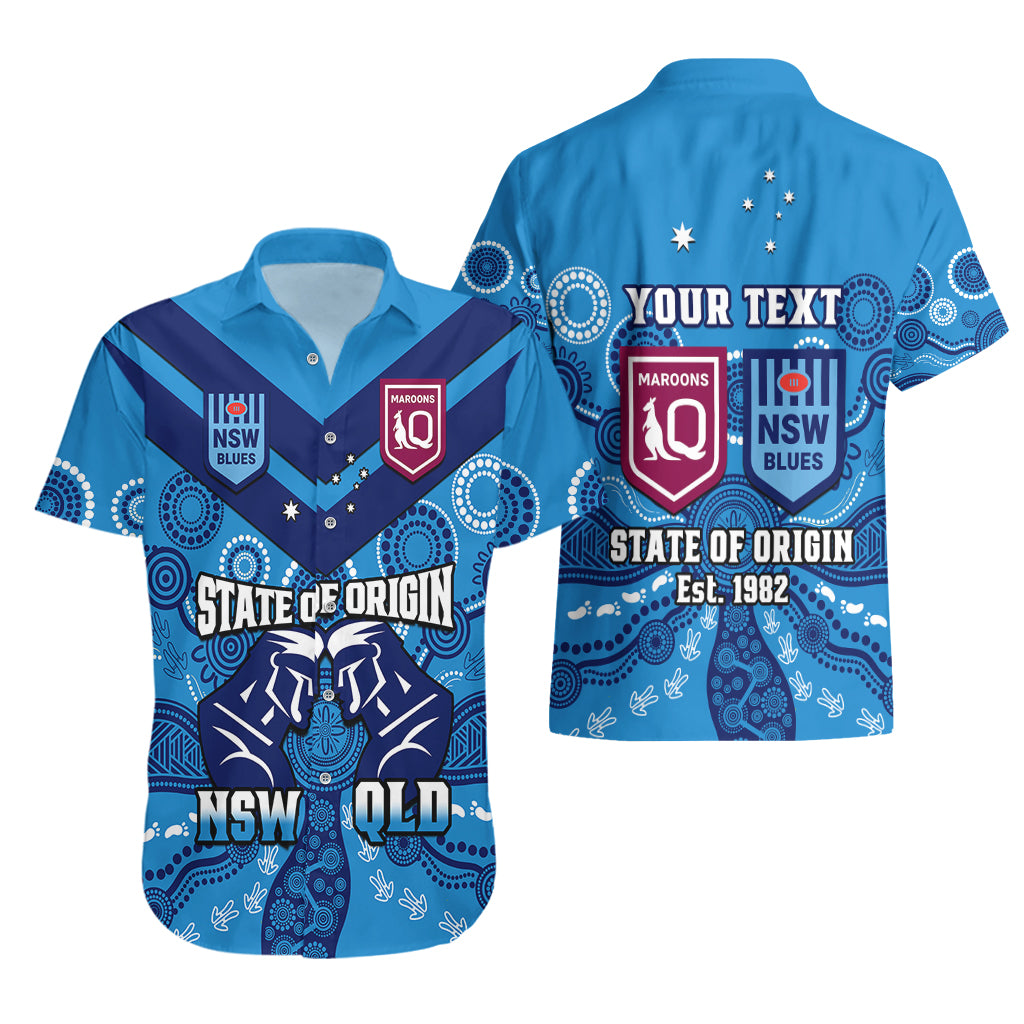 personalised-qld-maroons-and-nsw-blues-rugby-hawaiian-shirt-state-of-origin-2023-indigenous-blue