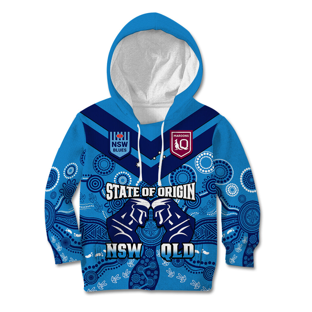 personalised-qld-maroons-and-nsw-blues-rugby-kid-hoodie-state-of-origin-2023-indigenous-blue