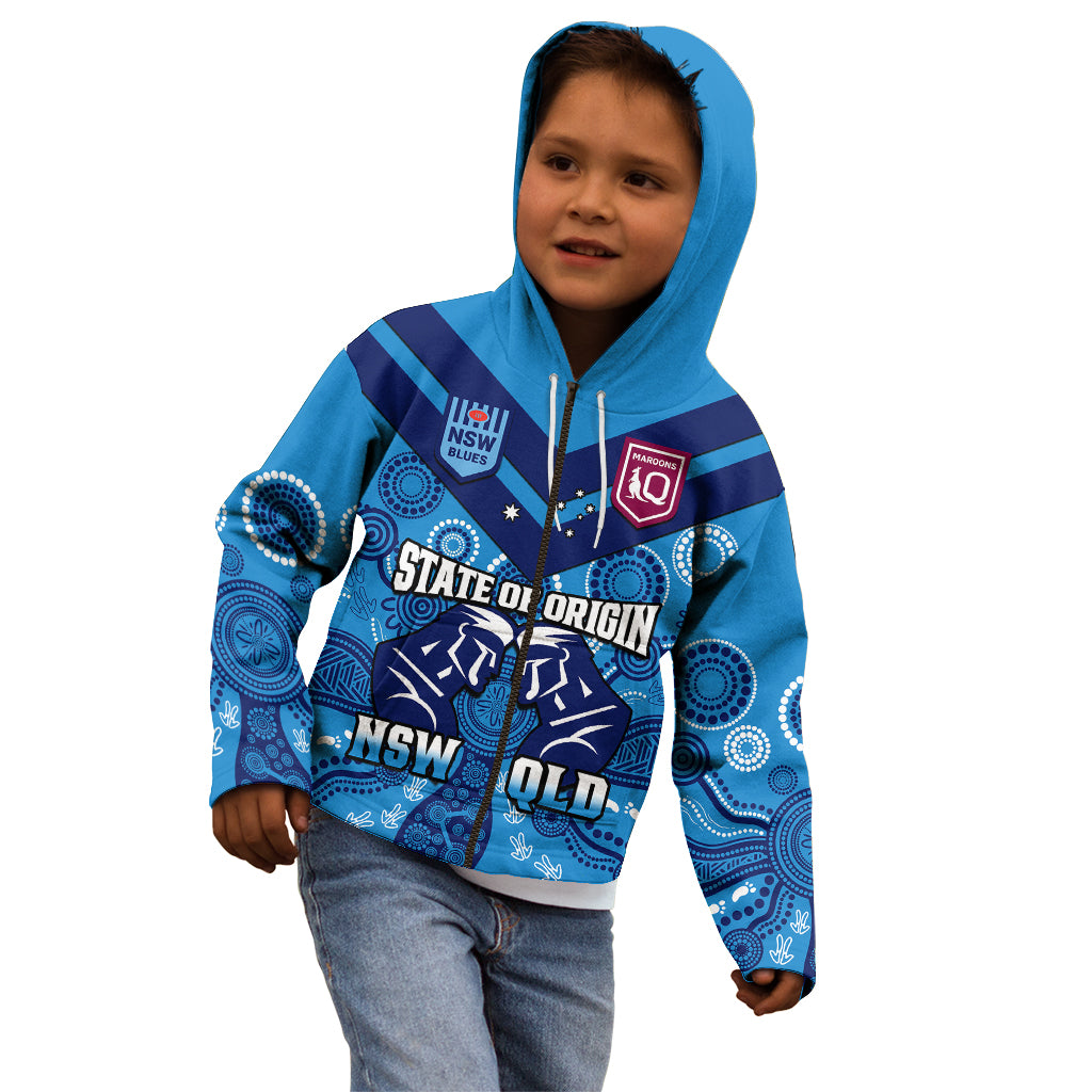 personalised-qld-maroons-and-nsw-blues-rugby-kid-hoodie-state-of-origin-2023-indigenous-blue