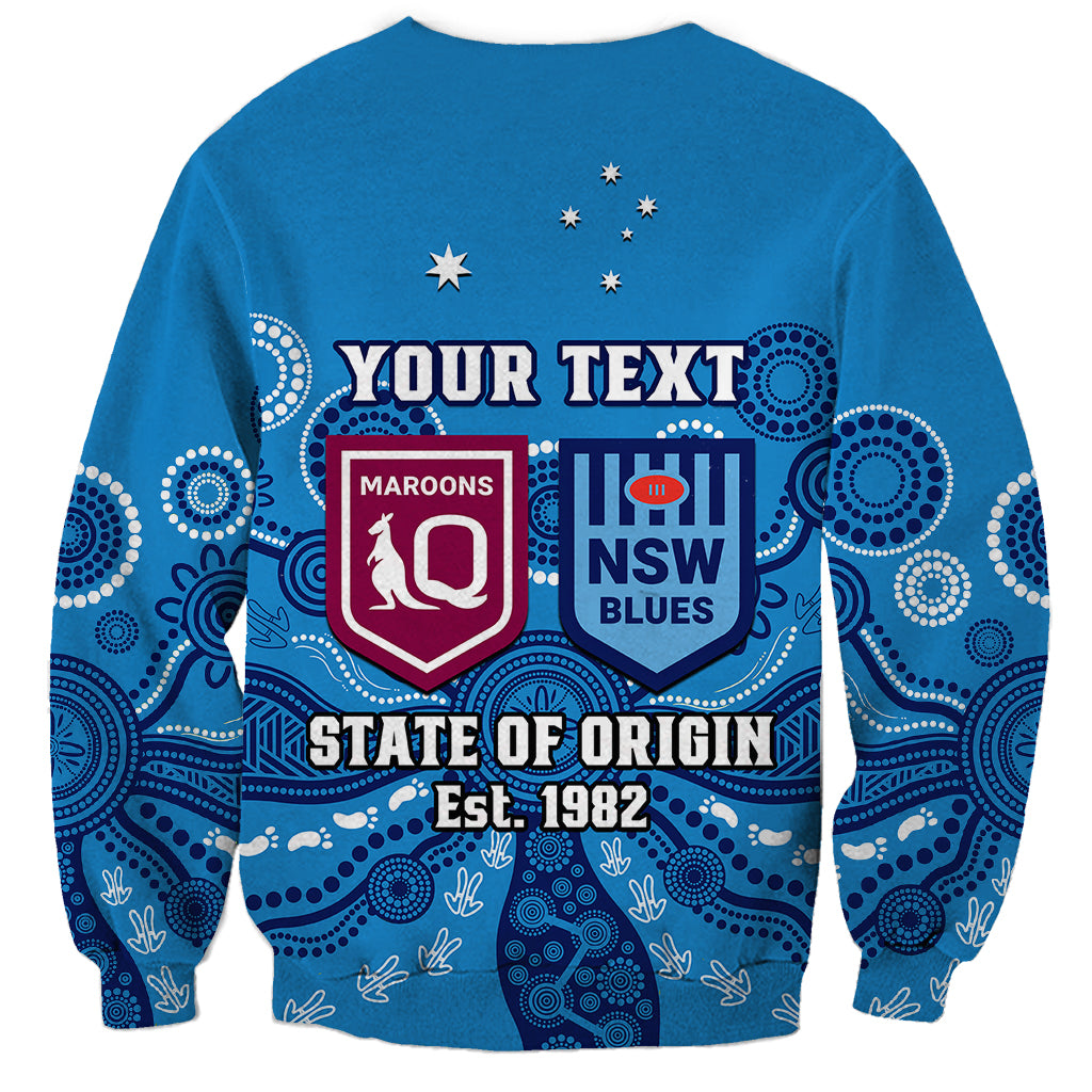 personalised-qld-maroons-and-nsw-blues-rugby-sweatshirt-state-of-origin-2023-indigenous-blue