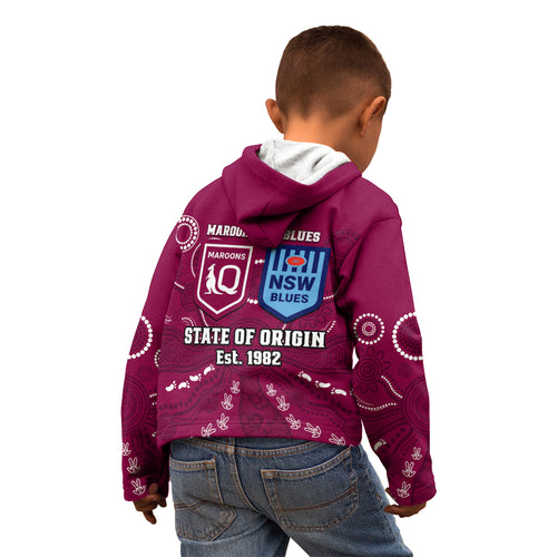 qld-maroons-and-nsw-blues-rugby-kid-hoodie-state-of-origin-2023-indigenous-maroon