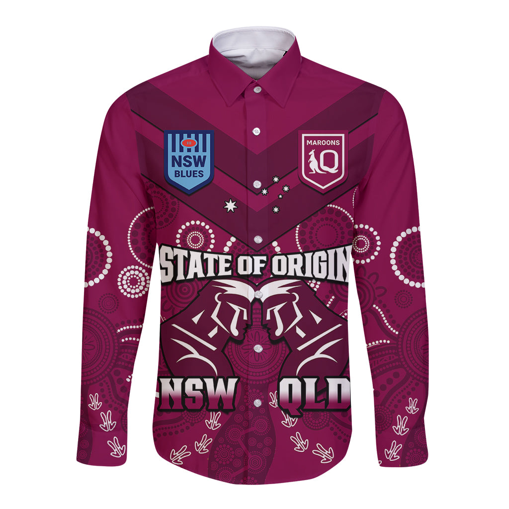 qld-maroons-and-nsw-blues-rugby-long-sleeve-button-shirt-state-of-origin-2023-indigenous-maroon