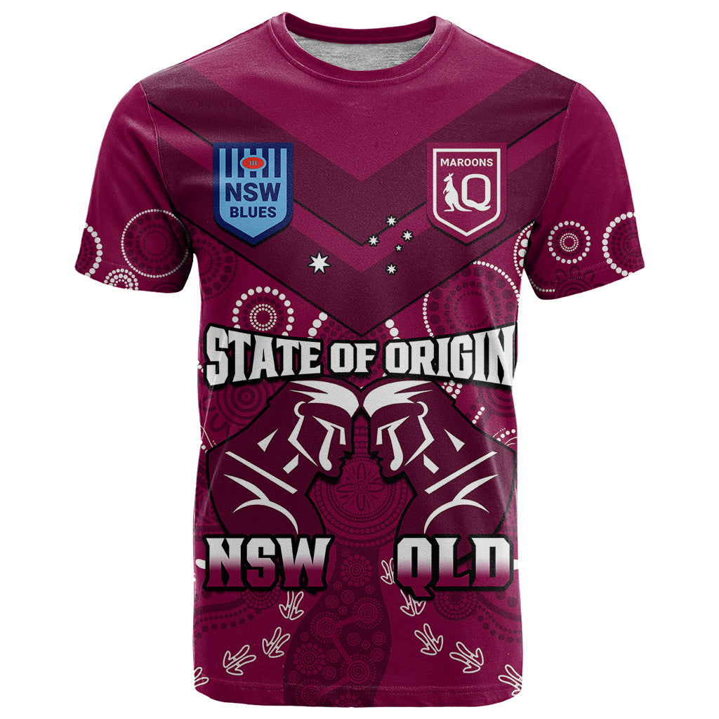 qld-maroons-and-nsw-blues-rugby-t-shirt-state-of-origin-2023-indigenous-maroon