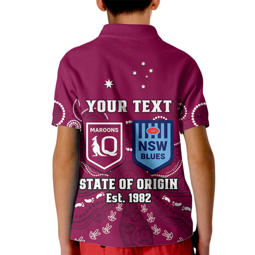 personalised-qld-maroons-and-nsw-blues-rugby-kid-polo-shirt-state-of-origin-2023-indigenous-maroon