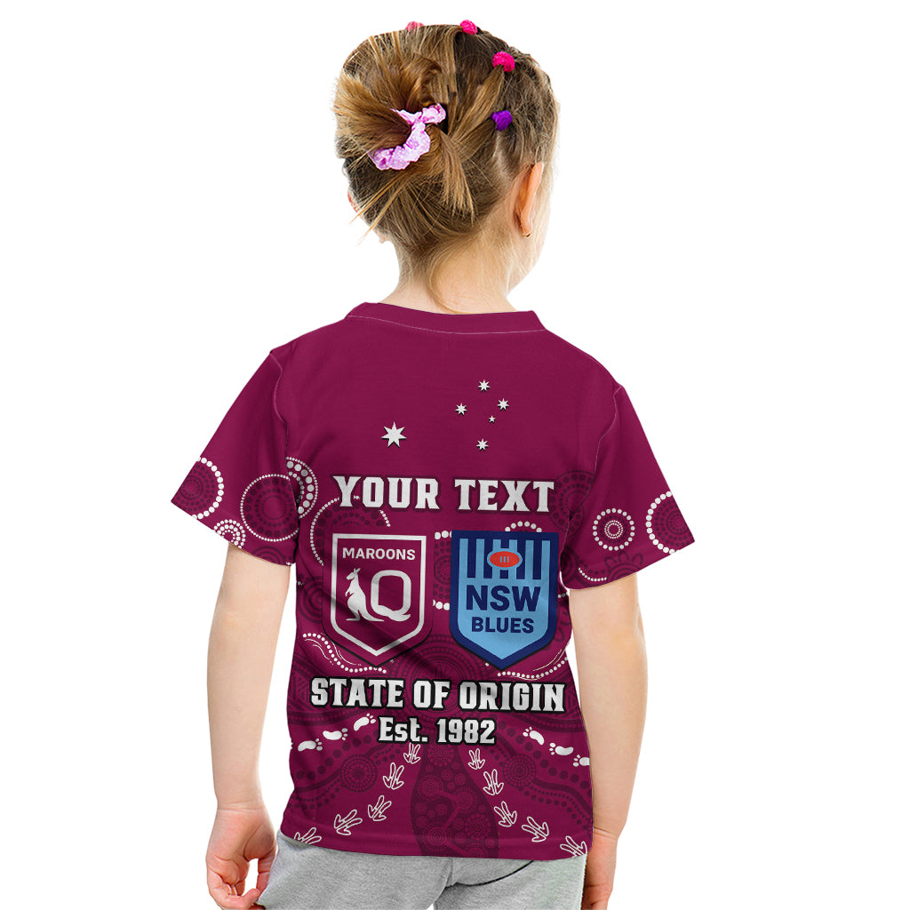 personalised-qld-maroons-and-nsw-blues-rugby-kid-t-shirt-state-of-origin-2023-indigenous-maroon
