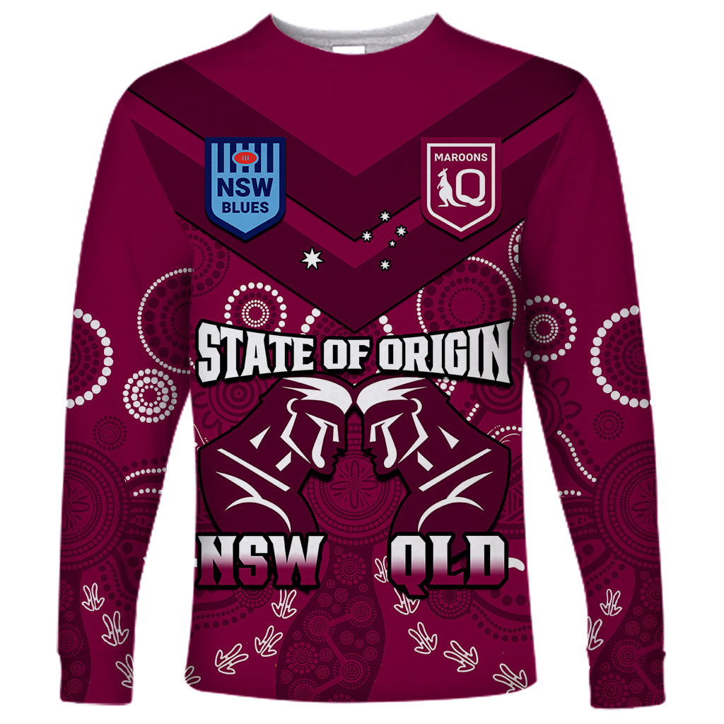 personalised-qld-maroons-and-nsw-blues-rugby-long-sleeve-shirt-state-of-origin-2023-indigenous-maroon