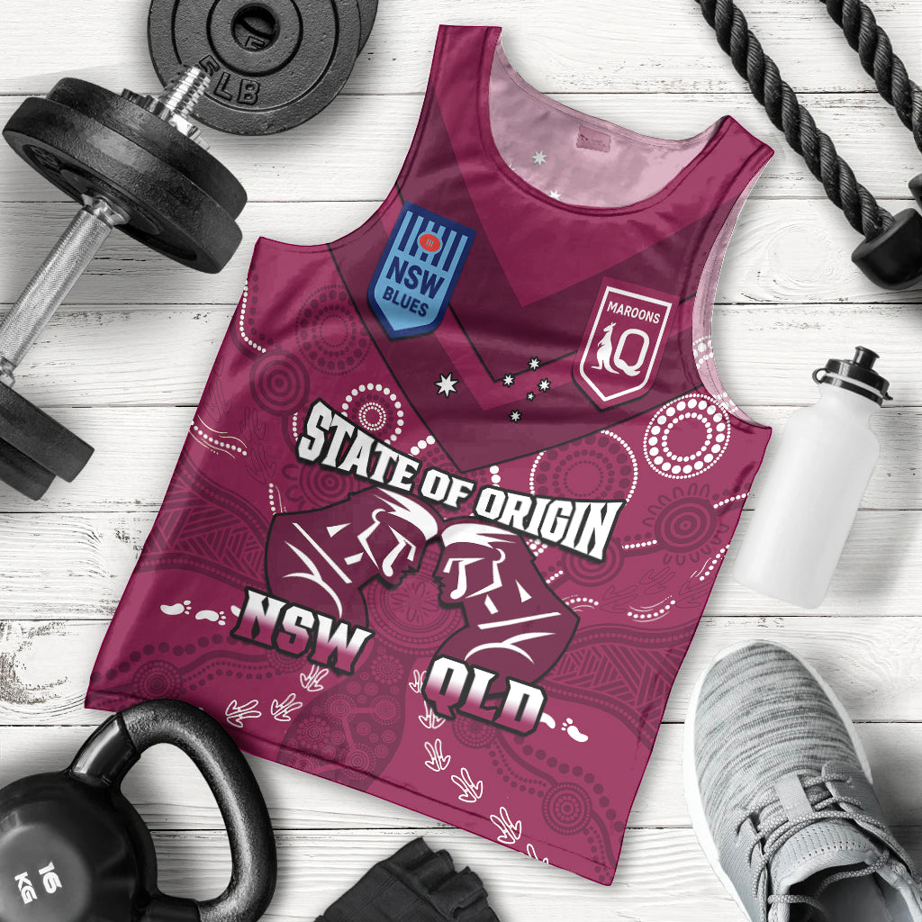 personalised-qld-maroons-and-nsw-blues-rugby-men-tank-top-state-of-origin-2023-indigenous-maroon