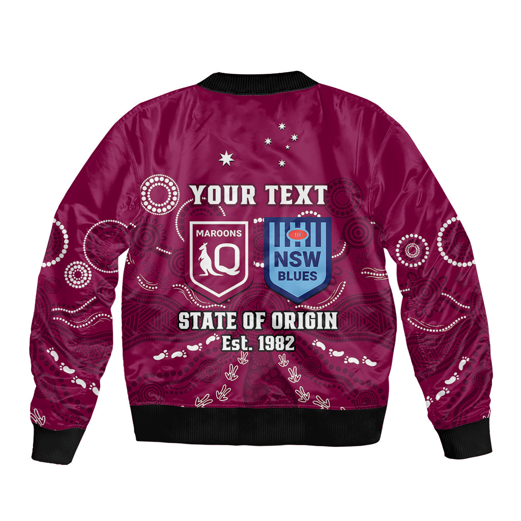 personalised-qld-maroons-and-nsw-blues-rugby-sleeve-zip-bomber-jacket-state-of-origin-2023-indigenous-maroon