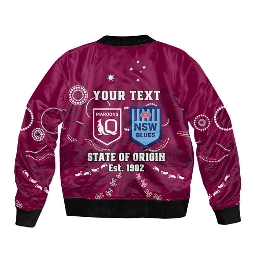 personalised-qld-maroons-and-nsw-blues-rugby-sleeve-zip-bomber-jacket-state-of-origin-2023-indigenous-maroon