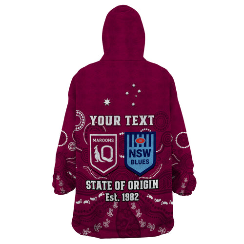 personalised-qld-maroons-and-nsw-blues-rugby-wearable-blanket-hoodie-state-of-origin-2023-indigenous-maroon