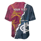 Personalised Broncos Rugby And Carlton Football Baseball Jersey Sporty Version LT14