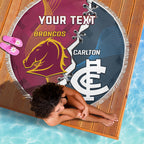 Personalised Broncos Rugby And Carlton Football Beach Blanket Sporty Version