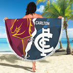 Personalised Broncos Rugby And Carlton Football Beach Blanket Sporty Version