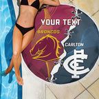 Personalised Broncos Rugby And Carlton Football Beach Blanket Sporty Version