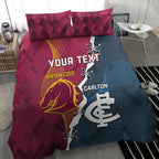 Personalised Broncos Rugby And Carlton Football Bedding Set Sporty Version
