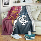 Personalised Broncos Rugby And Carlton Football Blanket Sporty Version
