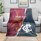 Personalised Broncos Rugby And Carlton Football Blanket Sporty Version