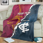 Personalised Broncos Rugby And Carlton Football Blanket Sporty Version