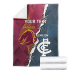 Personalised Broncos Rugby And Carlton Football Blanket Sporty Version