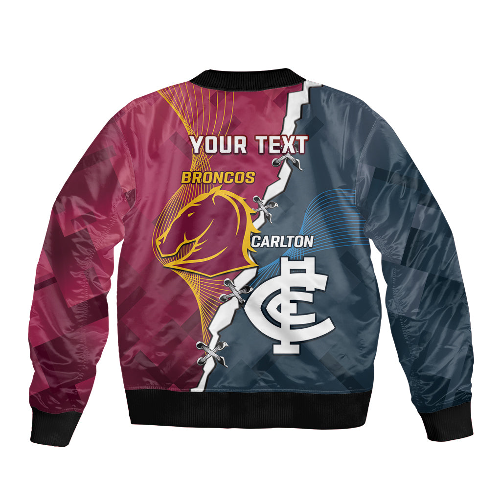 Personalised Broncos Rugby And Carlton Football Bomber Jacket Sporty Version LT14