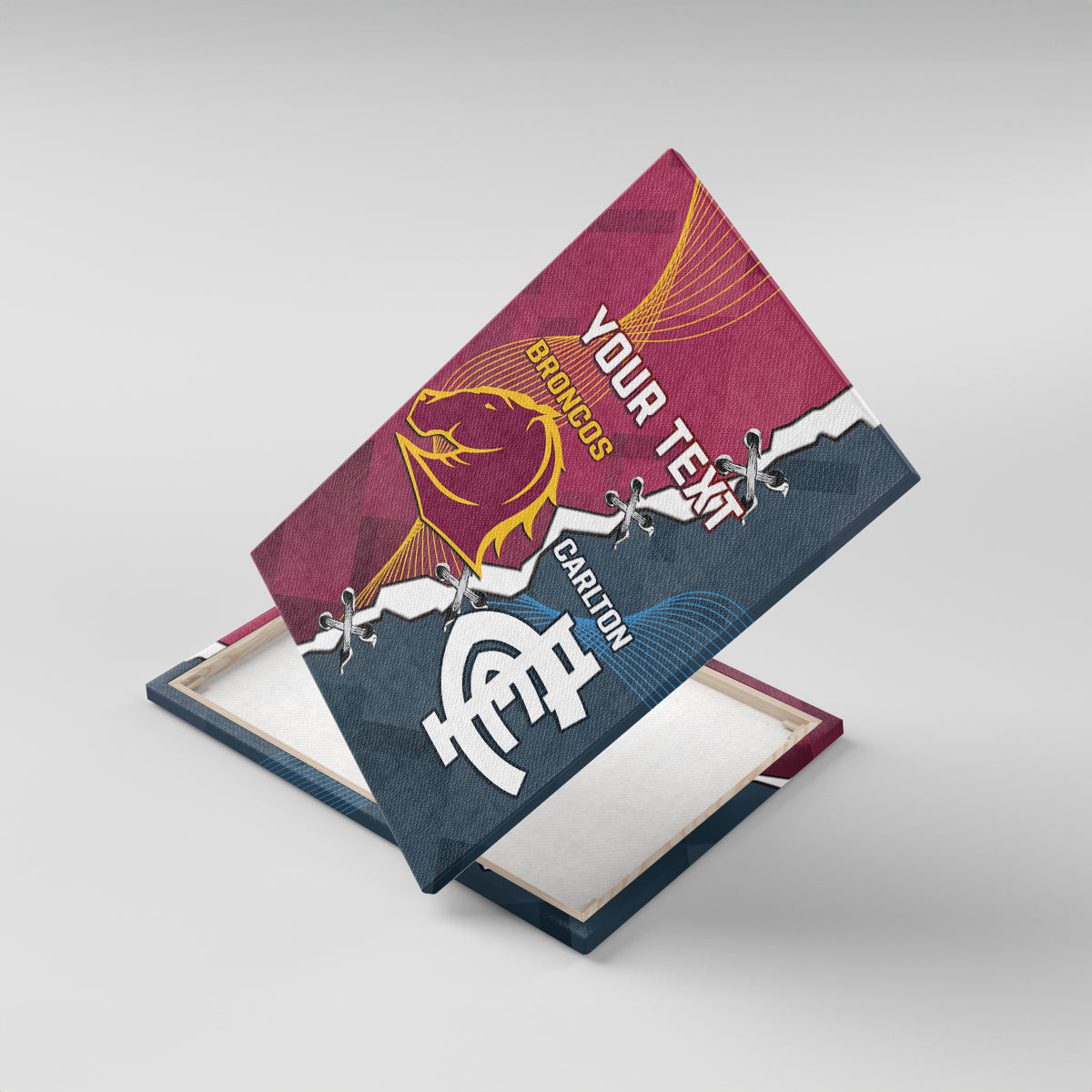 Personalised Broncos Rugby And Carlton Football Canvas Wall Art Sporty Version