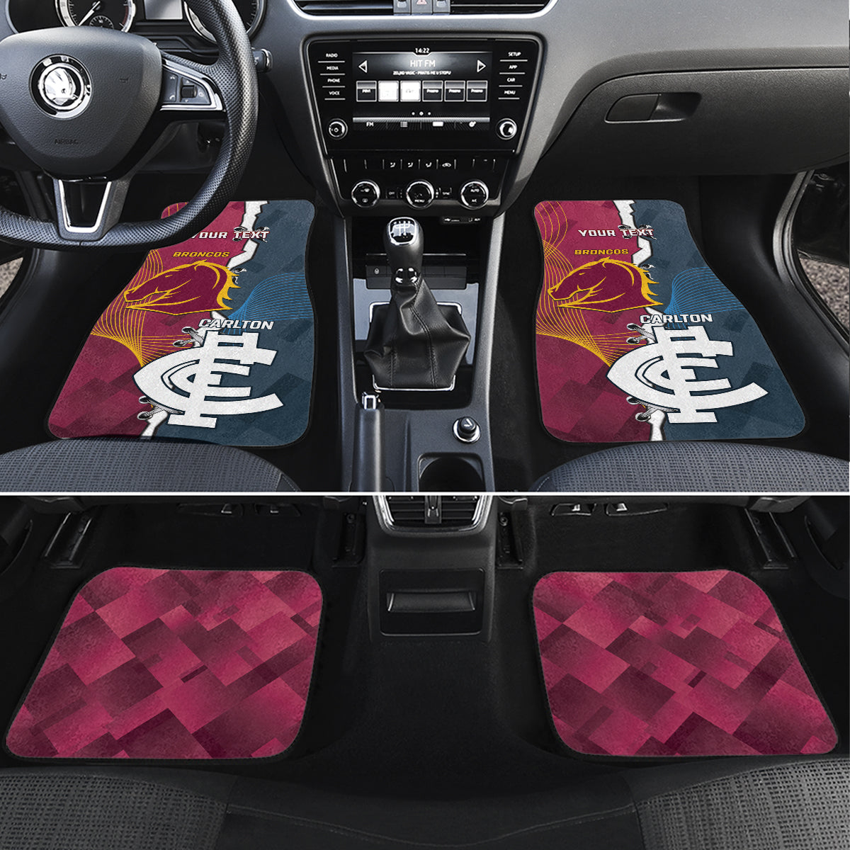 Personalised Broncos Rugby And Carlton Football Car Mats Sporty Version