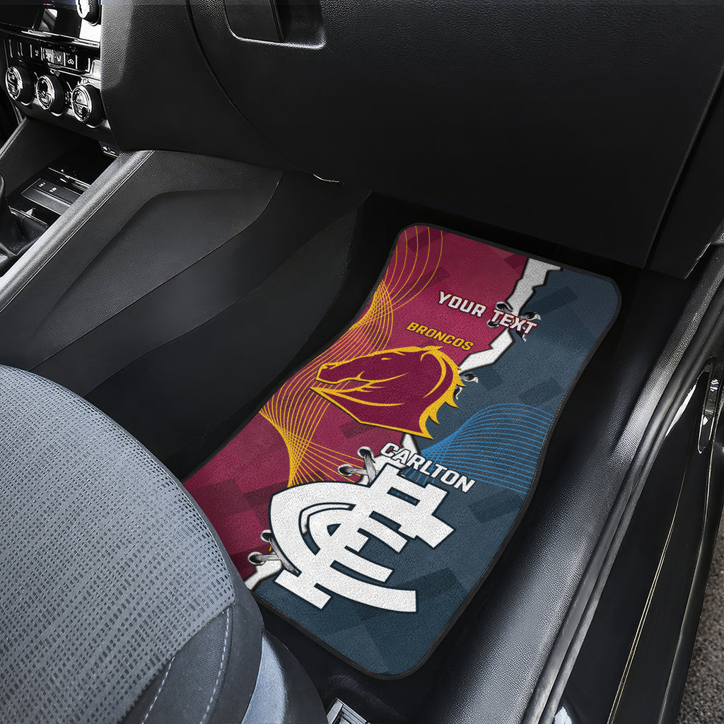 Personalised Broncos Rugby And Carlton Football Car Mats Sporty Version