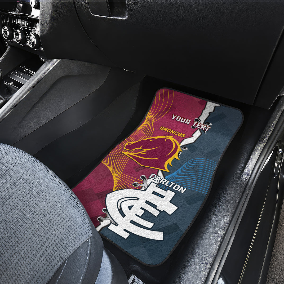 Personalised Broncos Rugby And Carlton Football Car Mats Sporty Version