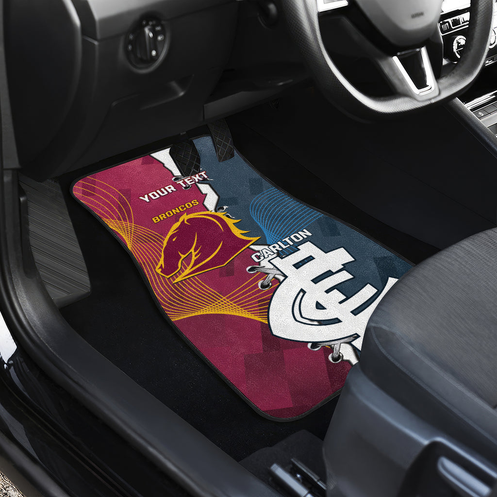 Personalised Broncos Rugby And Carlton Football Car Mats Sporty Version