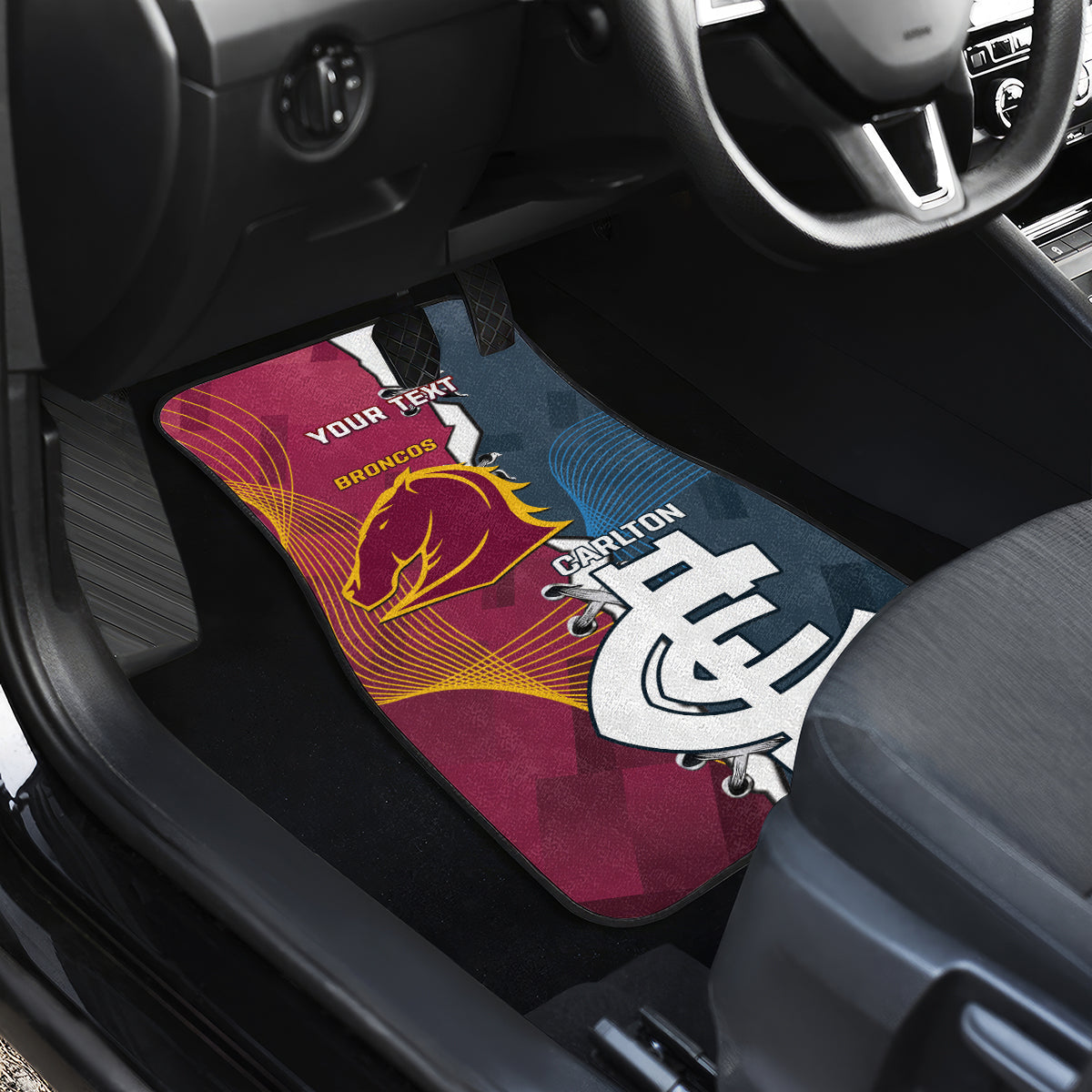 Personalised Broncos Rugby And Carlton Football Car Mats Sporty Version