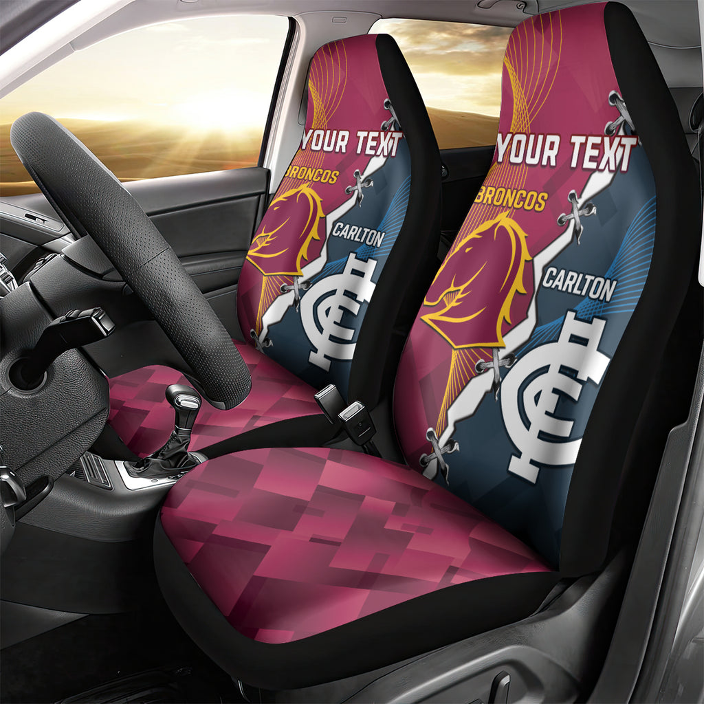 Personalised Broncos Rugby And Carlton Football Car Seat Cover Sporty Version